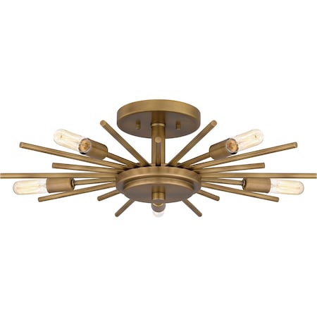 Quoizel Semi-Flush Mount Semi Flush 5 Lights Weathered Brass QSF6158WS